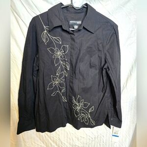 Norton McNaughton Embroidered Button Up Blouse